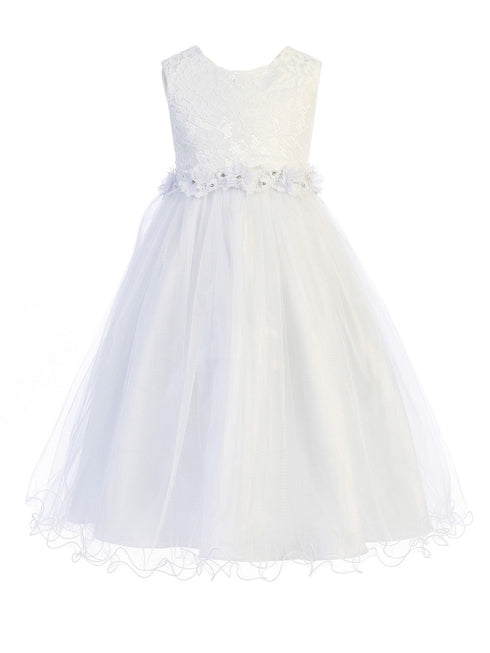 Kids Dream Little Girls White Floral Pearl Rhinestone Trim Flower Girl Dress 2-6 - SophiasStyle.com